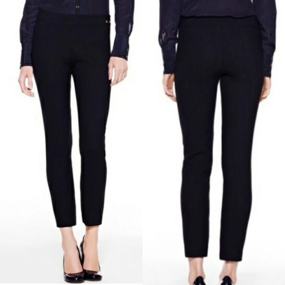 Tory Burch Azalea Slim Ankle Pant Navy Blue Stretch Lightweight Wool Career 2